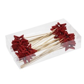 PICK ESTRELLA PURPURINA ROJA 6cm 24uni