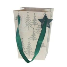 BOLSA NAVIDAD AVETOS VERDE 15/15x11/11x20cm 10u