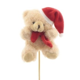 PICK OSITO NAVIDAD MARRON 10x8cm stick 50cm 5u