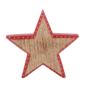 ESTRELLA MADERA mango 18x2.5x18cm Natural/Rojo