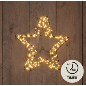 PENJ ESTRELLA 26x6CM 3D 200LED BLANCA TIMER PILAS