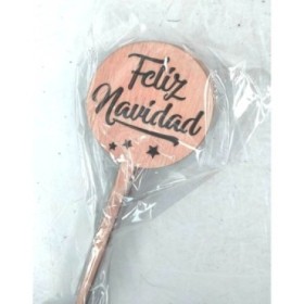 PICK FELIZ NAVIDAD REDONDO h25cm MADERA 10u