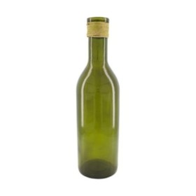 CRISTAL BOTELLA RAFIA 14x14x50cm VERDE OLIVA