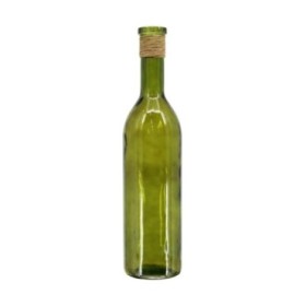 CRISTAL BOTELLA RAFIA 18x18x75cm VERDE OLIVA