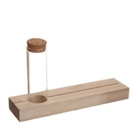 BASE MADERA 20x5x2cm CON TUBO CRISTAL