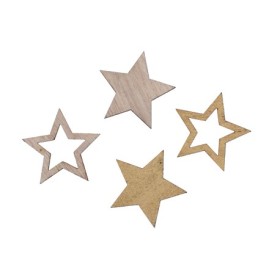 ESTRELLAS MADERA 2.5cm 48uni ORO/NATURAL