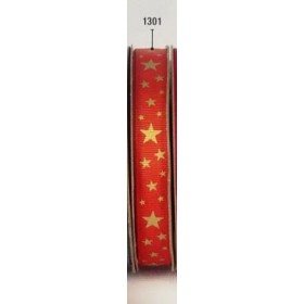 CINTA NAVIDAD ESTRELLAS 15mmX15m ROJO/ORO