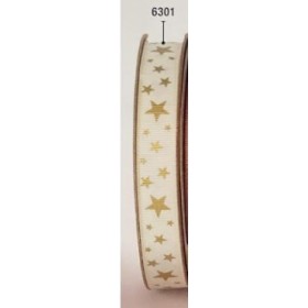 CINTA NAVIDAD ESTRELLAS 15mmX15m BLANCO/ORO