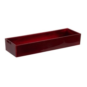 BANDEJA ROJA RECTANGULAR 32x10.5x5cm PLASTICO