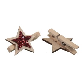 PINZAS ESTRELLAS PURPURINA ROJA 8UNI 4x4cm