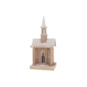 IGLESIA MADERA CON 10 LUCES 22x18x50cm Brown/White