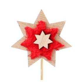 PICK ESTRELLA ROJA MADERA PALO 50cm 25uni