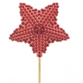 PICK ESTRELLA ROJA 8.5cm PAL 50cm 25u PLASTICO