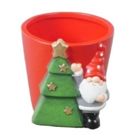 CERAMICA NAVIDAD AVETO Y RENO d9cm 10.5cm ROJO