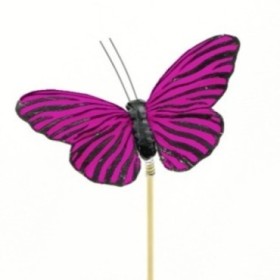 PICK MARIPOSA 5cm FUCSIA RAYAS 50cm 25UNI