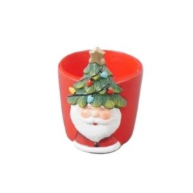 CERAMICA NAVIDAD HAPPY SANTA d6cm ROJO