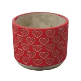 CERAMICA CEMENTO CORAZONES D14x12.5cm ROJO