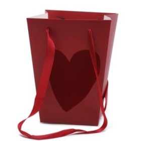 BOLSA VELVET LOVE ROJA 15/15x11/11x20cm 10u