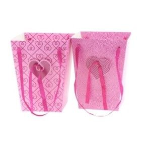 BOLSA CORAZONES ROSA 15/15x11/11x20cm 10u