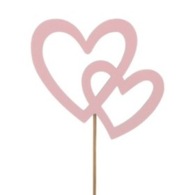 PICK DOBLE CORAZON 7.5cm ROSA PALO 50cm 25uNI