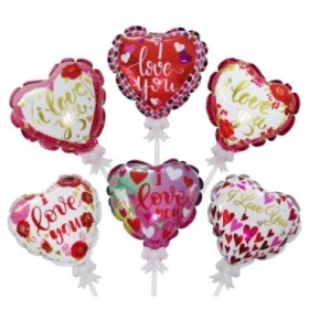 PICK CORAZON GLOBO 12cm PALO 50cm 6 MIX