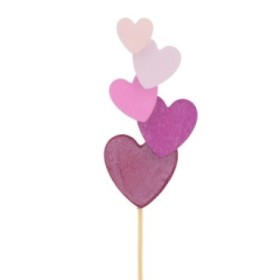 PICK CORAZONES SWEETY 9cm ROSA PAL 50cm 25uNI