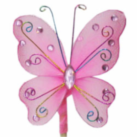 PICK MARIPOSA ORIENT 7cm PALO 50cm ROSA 25u