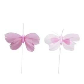 MARIPOSA PLUMA 8cm 48pc Rosa/Rosa