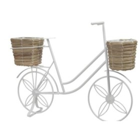 BICICLETA AMB CISTELLES 48x8.5x35cm BLANCA