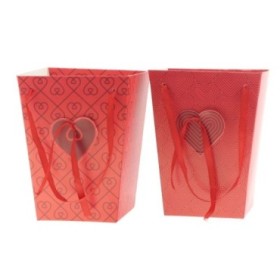 BOLSA CORAZONES ROJA 15/15x11/11x20cm 10u