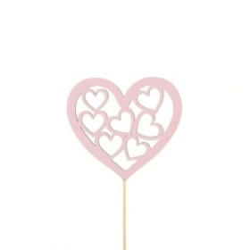 PICK CORAZON DE CORAZONES 7.5cm ROSA PALO 50cm 25u