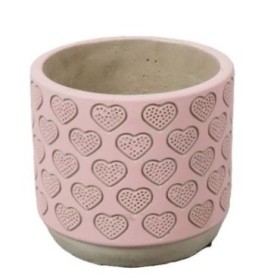 CERAMICA CEMENTO CORAZONES D14x12.5cm ROSA