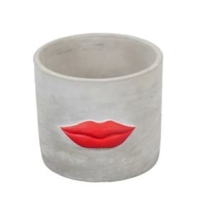 CERAMICA CEMENTO LABIOS ROJOS D11.5 H9.5cm