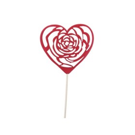 PICK CORAZON CON ROSAS 10CM ROJO PALO30m