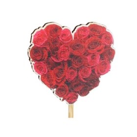 PICK COR DE ROSES 7x7.5cm+50cm stick (25u.)