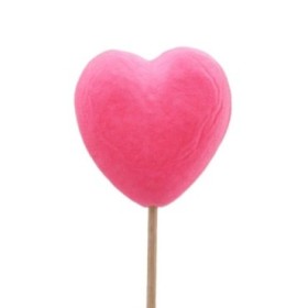 PICK COR Velvet Hart 8cm op 50cm stok rosa (10u.)