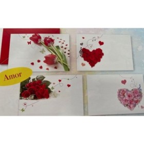 TARJETAS Y SOBRES 4TEMAS 100uni AMOR