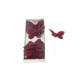 MARIPOSAS PLUMA 10x6cm 12pc ROJA 12pcs