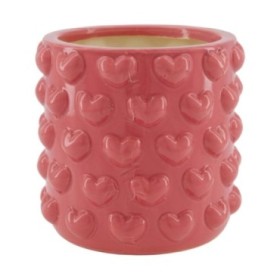 CERAMICA CORAZONES RELIEVE  18x18x17cm ROSA FOSC