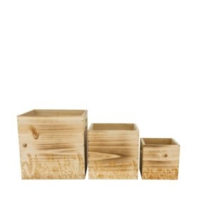 CAIXES QUADRADES HERBES S/3 18x18x18cm NATURAL