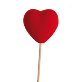 PICK CORAZON FIELTRO 6cm stick 50cm ROJO (25u.)