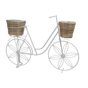 BICICLETA CON CESTAS 66.5x9.5x45.5 cm BLANCA