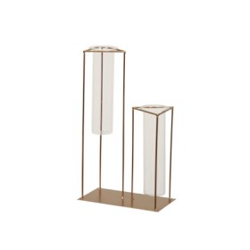 SOPORTE METALICO 2 PROBETAS ORO 15x8x26cm