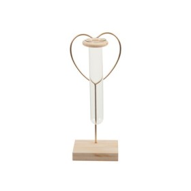 SOPORTE CORAZON DORADO CON PROVETA 22cm